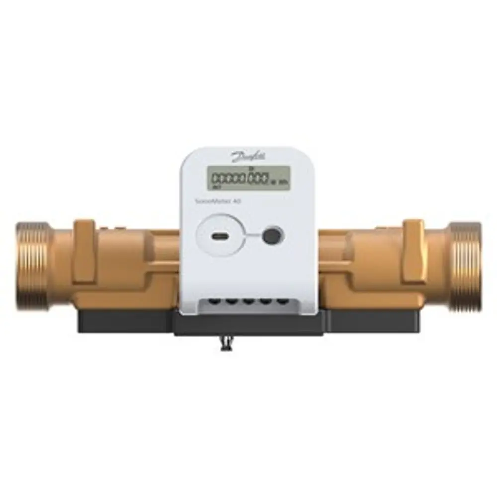 Wärmezähler mit digitalen Anzeige- und Steuerfunktionen von Danfoss. Robustes Design zur Messung des Wärmeverbrauchs in Heizsystemen. Anschluss für M-Bus.